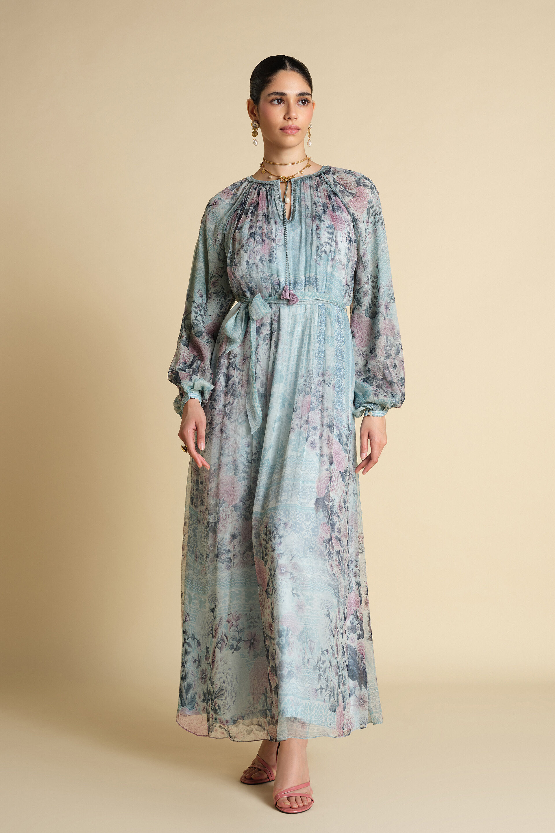Altan Printed Kaftan - Powder Blue, Powder Blue, image 1